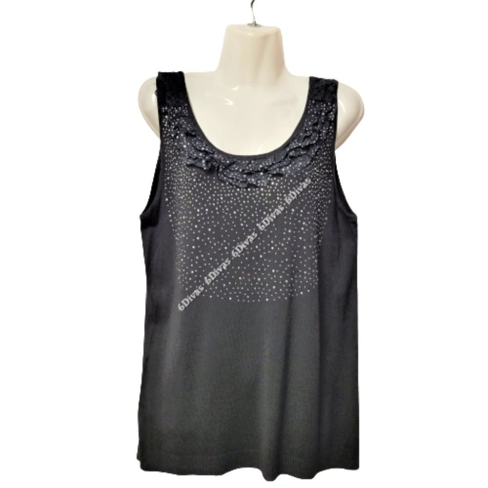 Sequin Black Top, Sleeveless Black Top- Size M/L, Size L/XL, Size XL/XXL - NEW